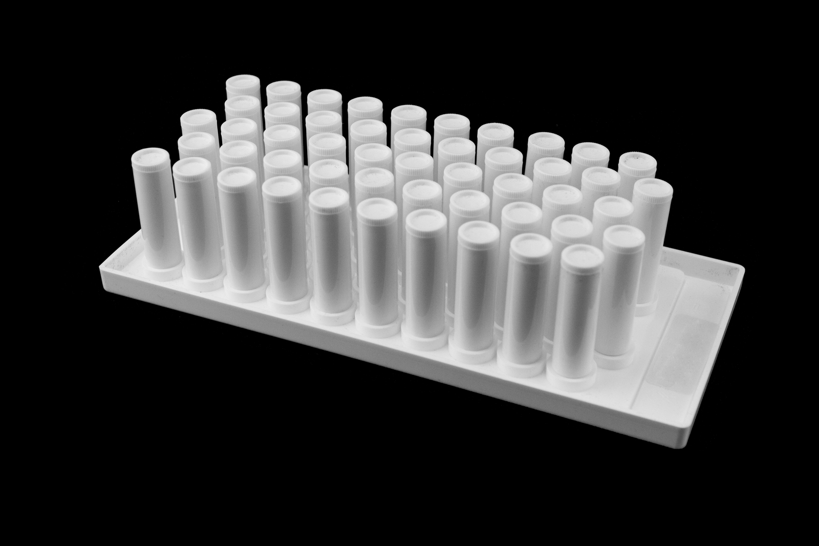 Lip Tube Tray KIT, Includes 1 x Tray, 1 x Scraper, 50 x White Lip Balm Tubes, Plastic Tom