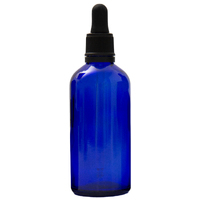 100ml Cobalt Blue Glass Dropper Bottle with Black Top