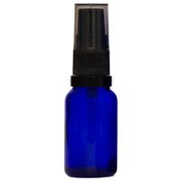 15ml Cobalt Blue Glass Gel/Serum Pump Bottle with Black Top
