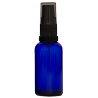 30ml Cobalt Blue Glass Gel/Serum Pump Bottle with Black Top
