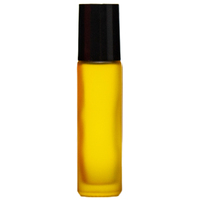 FROSTED YELLOW - 10ml (Thick Glass) Roller Bottle, Steel Ball, Black Lid
