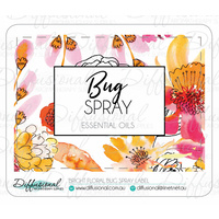 1 x Bright Floral Bug Spray Label, 45x61mm, Premium Quality Vinyl