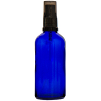 100ml Cobalt Blue Glass Spray Bottle with Black Top