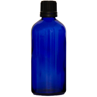 100ml Cobalt Blue Glass Bottle with Reducer and Black Cap