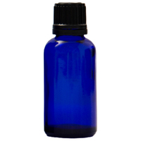 30ml Cobalt Blue Glass Bottle with Reducer and Black Cap