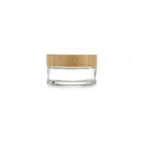100ml Clear Glass Cream Jar, Bamboo Lid