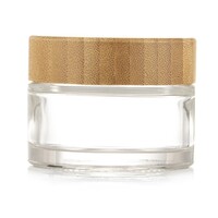 50ml Clear Glass Cream Jar, Bamboo Lid