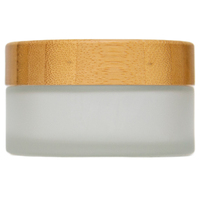 100ml Frosted Clear Glass Cream Jar, Bamboo Lid