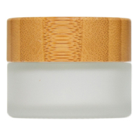 15ml Frosted Clear Glass Cream Jar, Bamboo Lid