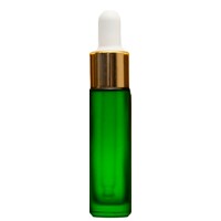 FROSTED GREEN - 10ml (Thick Glass) Dropper Bottle with Gold Aluminium Top