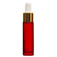 FROSTED RED - 10ml (Thick Glass) Dropper Bottle with Gold Aluminium Top
