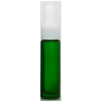 FROSTED GREEN - 10ml (Thick Glass) Dropper Bottle with White Lid