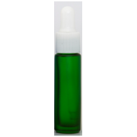 GREEN - 10ml Frosted Colour Bottle with WHITE Dropper Top