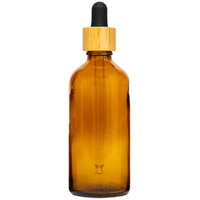 100ml Amber Glass Dropper Bottle with Bamboo/Black Top