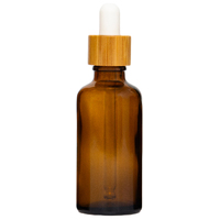 50ml Amber Glass Dropper Bottle with Bamboo/White Top
