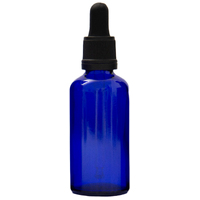 50ml Cobalt Blue Glass Dropper Bottle with Black Top