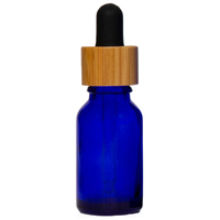 15ml Cobalt Blue Glass Dropper Bottle with Bamboo/Black Top