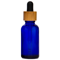 30ml Cobalt Blue Glass Dropper Bottle with Bamboo/Black Top