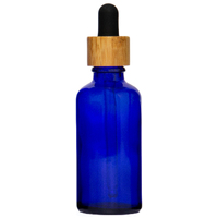 50ml Cobalt Blue Glass Dropper Bottle with Bamboo/Black Top