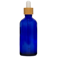 100ml Cobalt Blue Glass Dropper Bottle with Bamboo/White Top