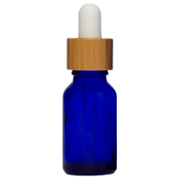15ml Cobalt Blue Glass Dropper Bottle with Bamboo/White Top
