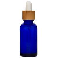 30ml Cobalt Blue Glass Dropper Bottle with Bamboo/White Top