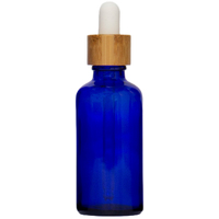 50ml Cobalt Blue Glass Dropper Bottle with Bamboo/White Top