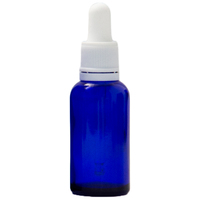 30ml Cobalt Blue Glass Dropper Bottle with White Top
