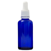 50ml Cobalt Blue Glass Dropper Bottle with White Top
