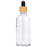 100ml Clear Glass Dropper Bottle with Bamboo/Black Top
