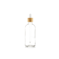 100ml Clear Glass Dropper Bottle, Bamboo Top