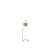 30ml Clear Glass Dropper Bottle, Bamboo Top