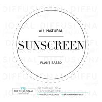 BULK - 50 x All Natural, Sunscreen Label, 50x50mm, Premium Quality Oil Resistant Vinyl **SAVE 20%**
