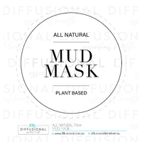 BULK - 20 x All Natural, Mud Mask Label, 78x78mm, Premium Quality Oil Resistant Vinyl **SAVE 15%**
