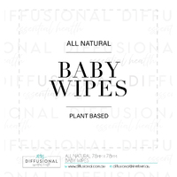 BULK - 50 x All Natural, Baby Wipes Label, 78x78mm, Premium Quality Oil Resistant Vinyl **SAVE 20%**