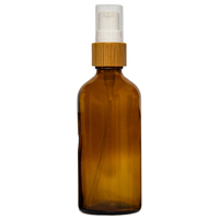 100ml Amber Glass Gel/Serum Pump Bottle with Bamboo Top
