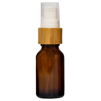 15ml Amber Glass Gel/Serum Pump Bottle with Bamboo Top