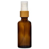 50ml Amber Glass Gel/Serum Pump Bottle with Bamboo Top