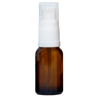 15ml Amber Glass Gel/Serum Pump Bottle with White Top