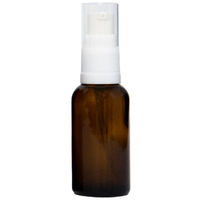 30ml Amber Glass Gel/Serum Pump Bottle with White Top