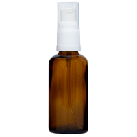 50ml Amber Glass Gel/Serum Pump Bottle with White Top