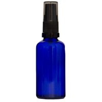 50ml Cobalt Blue Glass Gel/Serum Pump Bottle with Black Top