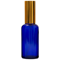 50ml Cobalt Blue Glass Gel/Serum Pump Bottle with Gold Aluminium Top