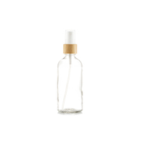100ml Clear Glass (Gel/Serum) Pump Bottle, Bamboo Top