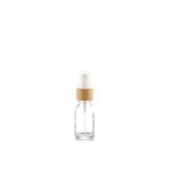 15ml Clear Glass (Gel/Serum) Pump Bottle, Bamboo Top