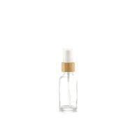 50ml Clear Glass (Gel/Serum) Pump Bottle, Bamboo Top
