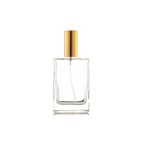 100ml Perfume Bottle, Clear Glass, Gold Aluminium Top