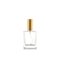 50ml Perfume Bottle, Clear Glass, Gold Aluminium Top