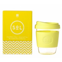 Yummy Yellow - SoL Reusable Glass Coffee Cup, 12oz (355ml)