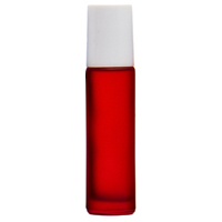 FROSTED RED - 10ml (Thick Glass) Roller Bottle, Steel Ball, White Lid